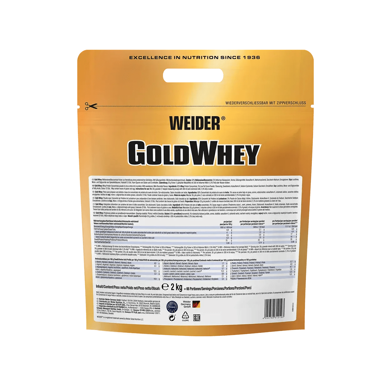 Gold Whey Proteinpulver Weider - Beutejagd - Hol dir deine Beute - 